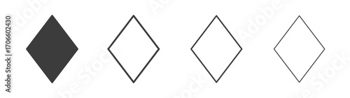 Card-diamond vector icon set in black and white color.
