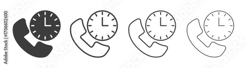 Call duration vector icon set in black and white color.