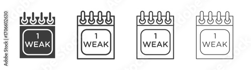 Calendar week vector icon set in black and white color.