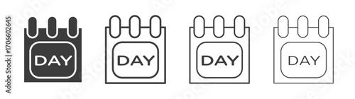 Calendar day vector icon set in black and white color.