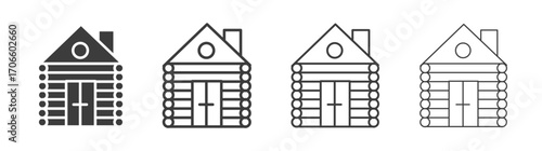 Cabin vector icon set in black and white color.