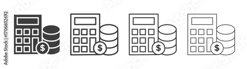 Budget vector icon set in black and white color.