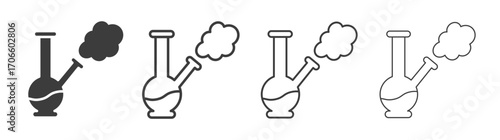 Bong vector icon set in black and white color.