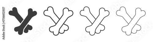 Bone vector icon set in black and white color.