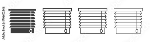 Blinds vector icon set in black and white color.