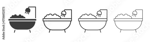 Bath vector icon set in black and white color.