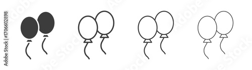 Balloon vector icon set in black and white color.