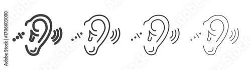 Assistive listening systems vector icon set in black and white color.