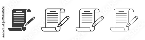 Assignment vector icon set in black and white color.