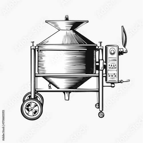 agricultural feed mixer line art drawing for livestock feeding system