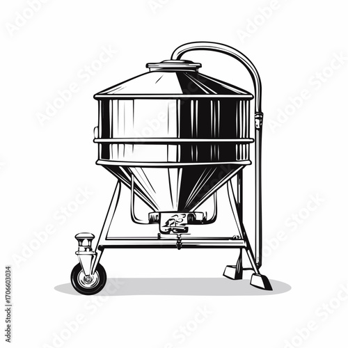 agricultural feed mixer line art drawing for livestock feeding system
