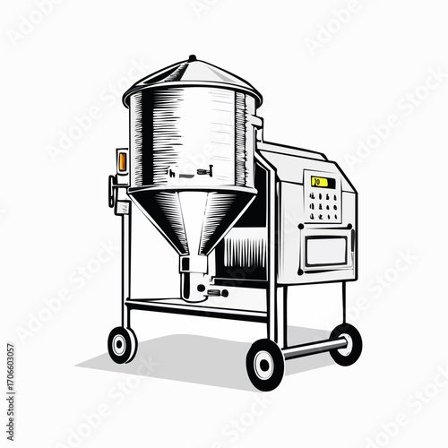 agricultural feed mixer line art drawing for livestock feeding system