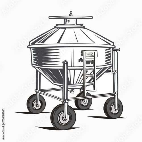 agricultural feed mixer line art drawing for livestock feeding system