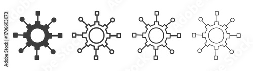 Algorithm vector icon set in black and white color.