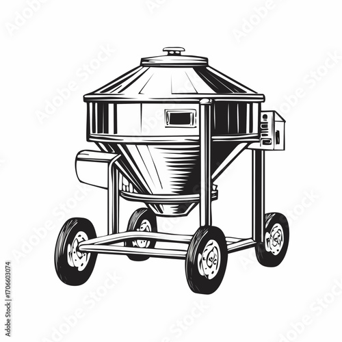 agricultural feed mixer line art drawing for livestock feeding system