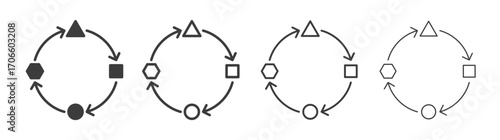 Adaptation vector icon set in black and white color.