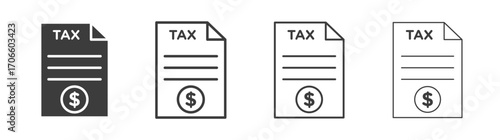 Tax vector icon set in black and white color.
