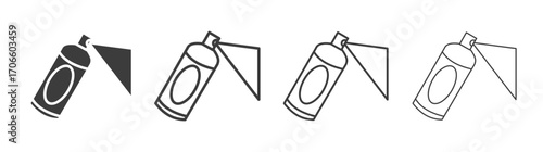 Spray can vector icon set in black and white color.