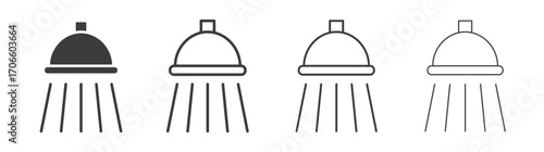 Shower down vector icon set in black and white color.