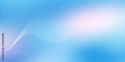 Abstract blue gradient background with shiny wavy lines. Modern wave, Vector Illustration