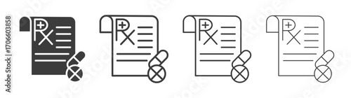 Prescription vector icon set in black and white color.