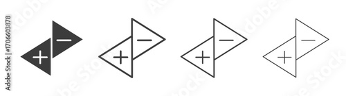 Plus minus vector icon set in black and white color.