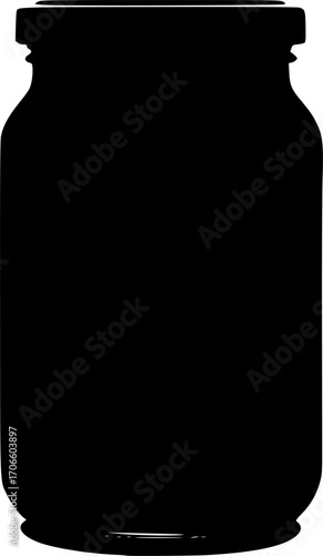 A simple black silhouette of a jar or container with a lid