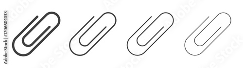 Paperclip vector icon set in black and white color.