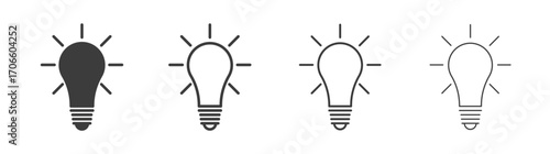 Lightbulb vector icon set in black and white color.