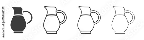Jug vector icon set in black and white color.
