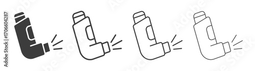 Inhaler vector icon set in black and white color.