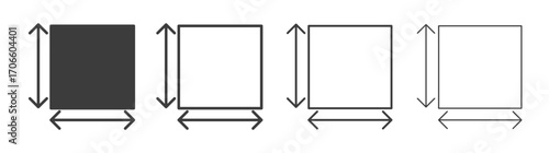 Height and width vector icon set in black and white color.