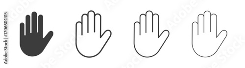 Hand vector icon set in black and white color.