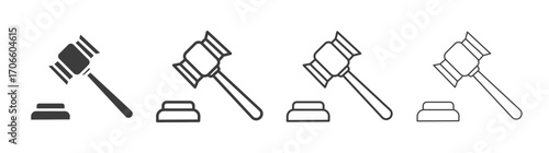 Gavel vector icon set in black and white color.