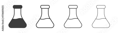 Flask vector icon set in black and white color.