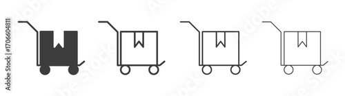 Dolly flatbed vector icon set in black and white color.