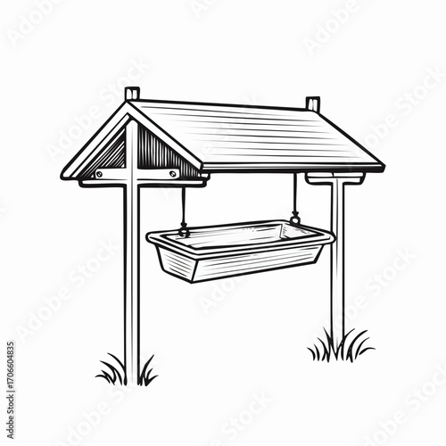 Simple Line Art Illustration of Feed Trough