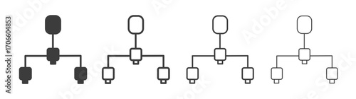 Diagram nested vector icon set in black and white color.