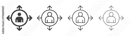 Customer centricity vector icon set in black and white color.