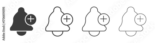 Cowbell circle plus vector icon set in black and white color.