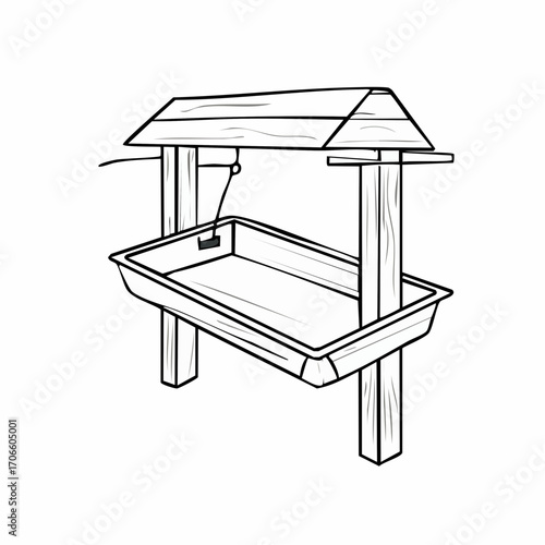 Simple Line Art Illustration of Feed Trough