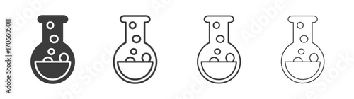 Chemical Tube vector icon set in black and white color.