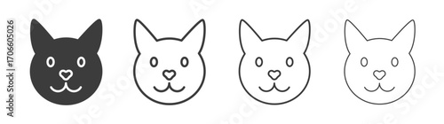 Cat vector icon set in black and white color.
