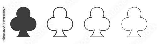 Card-club vector icon set in black and white color.