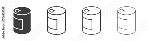 Can food vector icon set in black and white color.