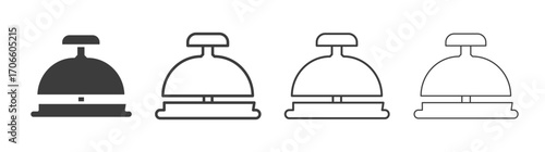 Bell concierge vector icon set in black and white color.