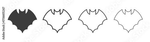 Bat vector icon set in black and white color.