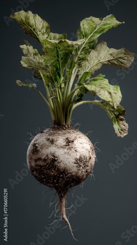 Sugar beet root with leaves