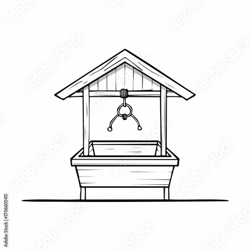 Simple Line Art Illustration of Feed Trough