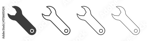 Wrench vector icon set in black and white color.